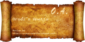 Orsós Anetta névjegykártya