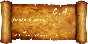 Orsós Anetta névjegykártya